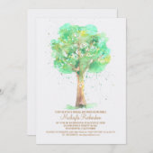 Romantische Love Tree Waterverf Vrijgezellenfeest Kaart (Voorkant / Achterkant)