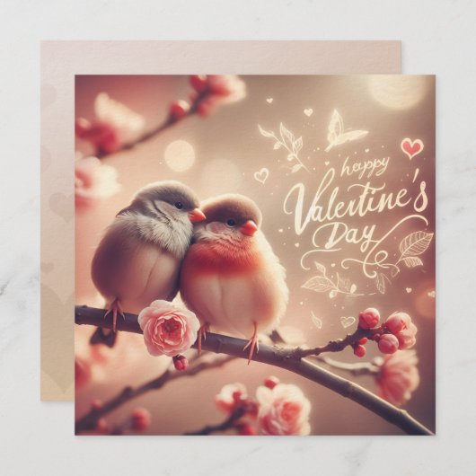Romantische Lovebirds Valentijnsdag Kaart – Schatt (Voorkant / Achterkant)