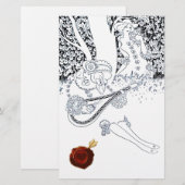 ROMANTISCHE LOVERS IN NATUUR Black White Red Wax S Briefpapier (Voorkant / Achterkant)