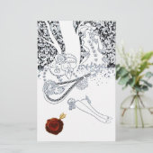 ROMANTISCHE LOVERS IN NATUUR Black White Red Wax S Briefpapier (Staand voorkant)