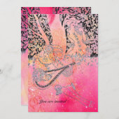 ROMANTISCHE LOVERS, ROMANCE IN PINK FUCHSIA SPARKL KAART (Voorkant / Achterkant)