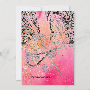 ROMANTISCHE LOVERS, ROMANCE IN PINK FUCHSIA SPARKL KAART