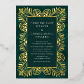 Romantische Luxe Barok Bruiloft Folie Uitnodiging (Voorkant)