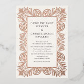 Romantische Luxe Barok Bruiloft Folie Uitnodiging (Voorkant)
