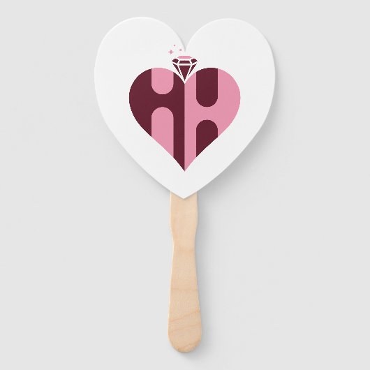 Romantische luxe HH monogram bruiloft Handwaaier (Voorkant)