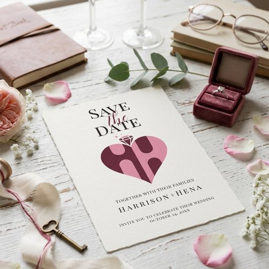 Romantische Luxe HH Monogram Huwelijk Save The Date