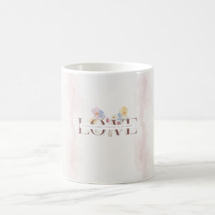 Romantische Luxe Mok– Pastel Bloemen LIEFDE Koffiemok