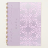 Romantische luxe stijlvolle lichtroze damastpatroo planner (Voorkant)