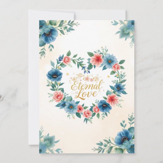 Romantische Maan & Bloemen Custom Wedding Kaart (Achterkant)