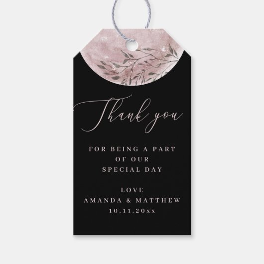 Romantische maan | Elegante zwarte bruiloft bedank Cadeaulabel (Voorkant)