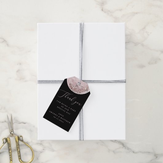 Romantische maan | Elegante zwarte bruiloft bedank Cadeaulabel (Met Touw)