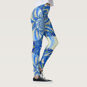 Romantische maanblauw en witte orchideeën leggings