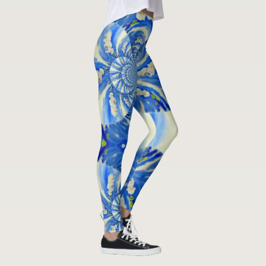 Romantische maanblauw en witte orchideeën leggings (Rechts)