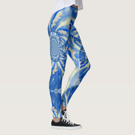 Romantische maanblauw en witte orchideeën leggings (Rechts)