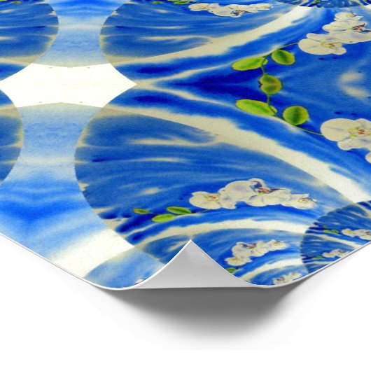 Romantische maanblauw en witte orchideeën poster (Hoek)