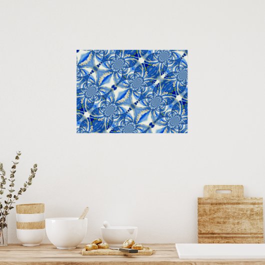 Romantische maanblauw en witte orchideeën poster (Keuken)