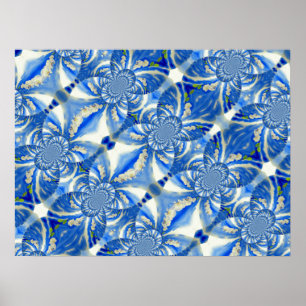 Romantische maanblauw en witte orchideeën poster