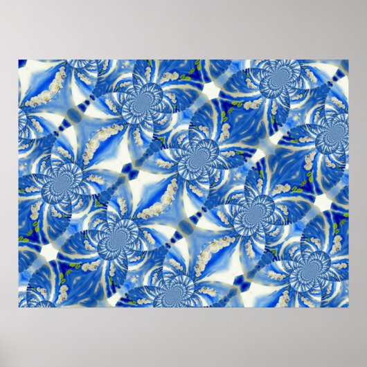 Romantische maanblauw en witte orchideeën poster (Voorkant)