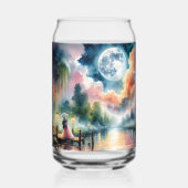 Romantische maanlicht Waterverf nachtscène Blikvorm Glas (Voorkant)