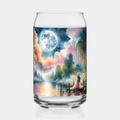 Romantische maanlicht Waterverf nachtscène Blikvorm Glas (Achterkant)