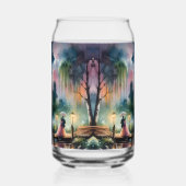 Romantische maanlicht Waterverf nachtscène Blikvorm Glas (Rechts)