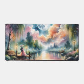Romantische maanlicht Waterverf nachtscène Bureaumat (Voorkant)
