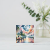 Romantische maanlicht Waterverf nachtscène Contactkaartje (Staand voorkant)