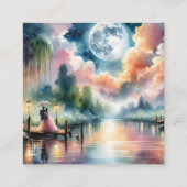 Romantische maanlicht Waterverf nachtscène Contactkaartje (Voorkant)