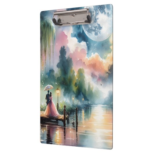 Romantische maanlicht Waterverf nachtscène Klembord (Links)