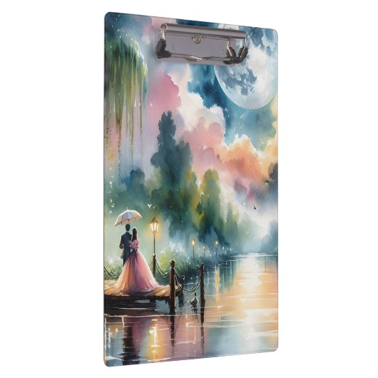 Romantische maanlicht Waterverf nachtscène Klembord (Rechts)