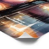 Romantische maanlicht Waterverf nachtscène Perfect Poster (Hoek)