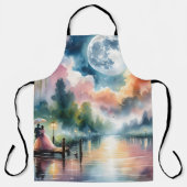 Romantische maanlicht Waterverf nachtscène Schort (Voorkant)