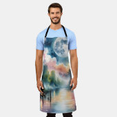 Romantische maanlicht Waterverf nachtscène Schort (Gedragen)