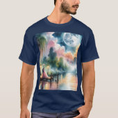 Romantische maanlicht Waterverf nachtscène T-shirt (Voorkant)