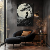 Romantische Maanverlichte Omhelzing - Charcoal Sty Poster