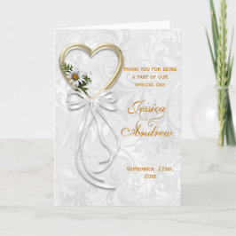 Romantische Madelief, Gouden Hart & Witte Lint Bedankkaart