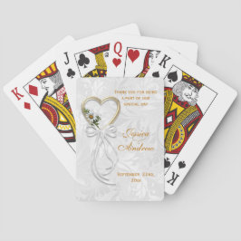 Romantische madelief, gouden hart & witte lint pokerkaarten