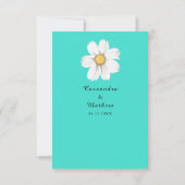 Romantische madeliefjes bloementurquoise bruiloft bedankkaart (Achterkant)