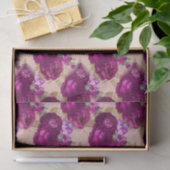 Romantische magenta-Rozen en goudbladeren op stran Tissuepapier (Geschenk)