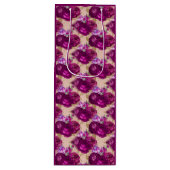 Romantische magenta-Rozen en goudbladeren op stran Wijn Cadeautas (Voorkant)