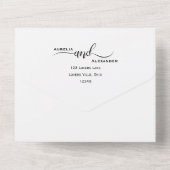 Romantische Magnolia Bloemen Watercolor Trouw All In One Uitnodiging (Achterkant)