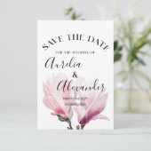 Romantische Magnolia Waterverf Bruiloft Save the D Kaart (Staand voorkant)