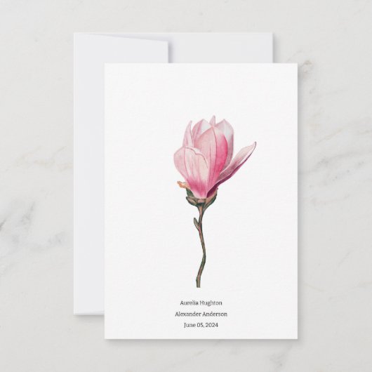 Romantische Magnolia Waterverf Bruiloft Save the D Kaart (Achterkant)