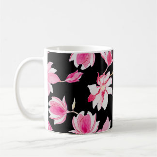 Romantische Magnolia: Zwarte Waterverf Koffiemok