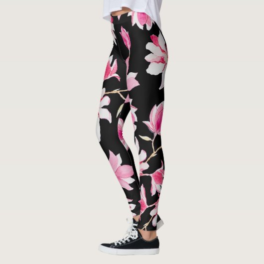 Romantische Magnolia: Zwarte Waterverf Leggings (Links)