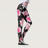 Romantische Magnolia: Zwarte Waterverf Leggings (Rechts)