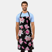 Romantische Magnolia: Zwarte Waterverf Schort (Gedragen)