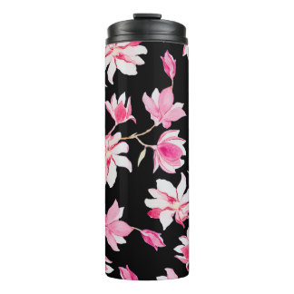 Romantische Magnolia: Zwarte Waterverf Thermosbeker
