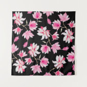 Romantische Magnolia: Zwarte Waterverf Wandkleed (Voorkant (horizontaal))