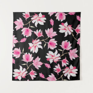 Romantische Magnolia: Zwarte Waterverf Wandkleed